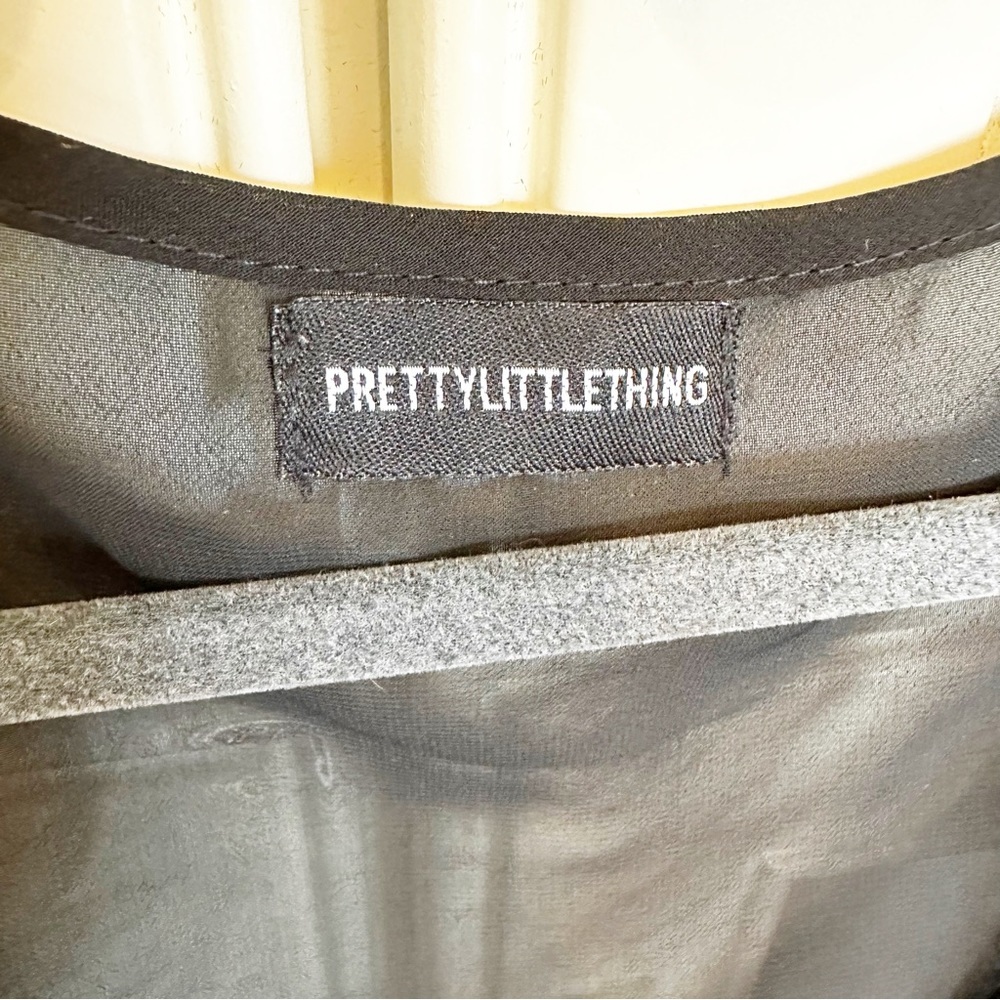 PLT Pretty Little Thing Womens Black Sheer Lace Tie Front Short Robe Lingerie 4 - Picture 4 of 10